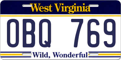WV license plate OBQ769