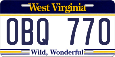 WV license plate OBQ770
