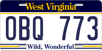 WV license plate OBQ773