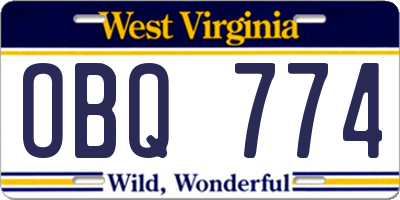 WV license plate OBQ774