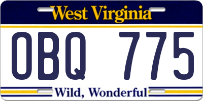 WV license plate OBQ775