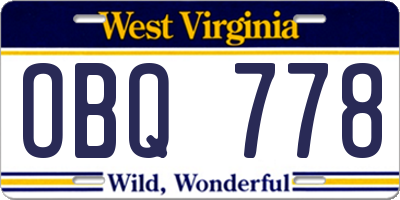 WV license plate OBQ778