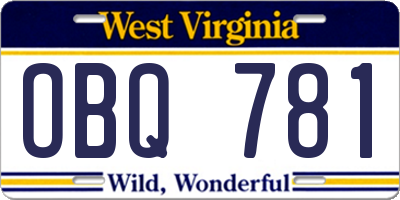 WV license plate OBQ781