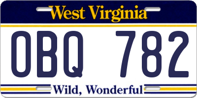 WV license plate OBQ782