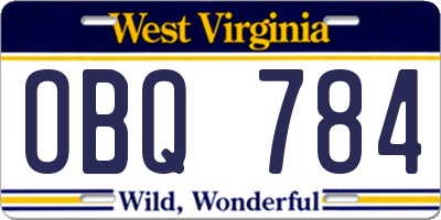 WV license plate OBQ784