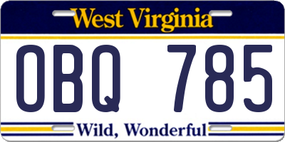 WV license plate OBQ785