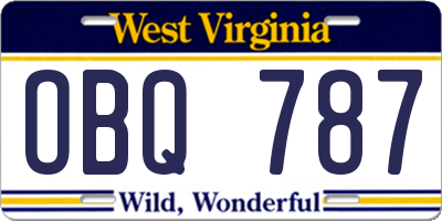 WV license plate OBQ787