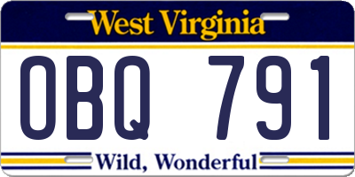 WV license plate OBQ791