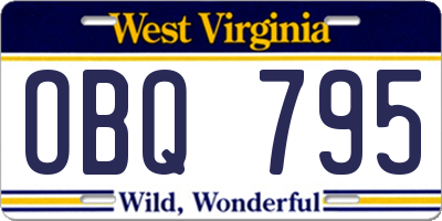 WV license plate OBQ795