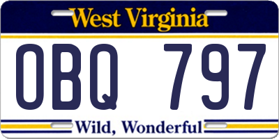 WV license plate OBQ797