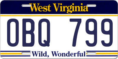 WV license plate OBQ799