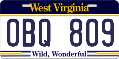 WV license plate OBQ809
