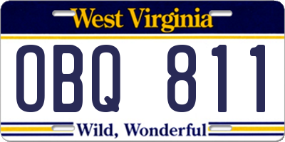 WV license plate OBQ811