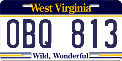 WV license plate OBQ813