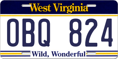 WV license plate OBQ824