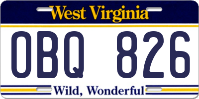 WV license plate OBQ826