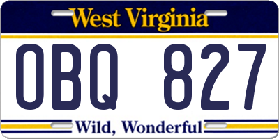 WV license plate OBQ827