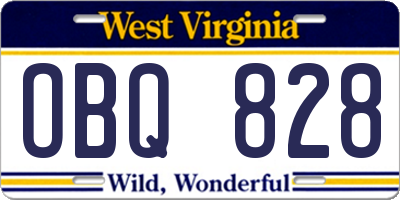 WV license plate OBQ828