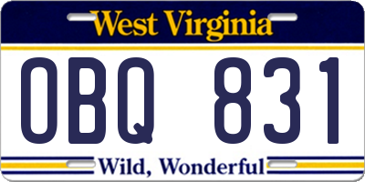WV license plate OBQ831