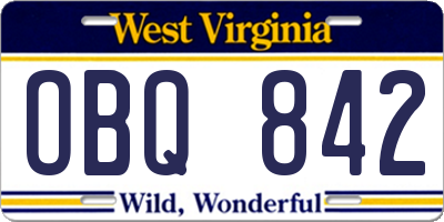 WV license plate OBQ842
