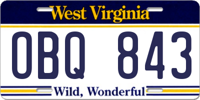 WV license plate OBQ843