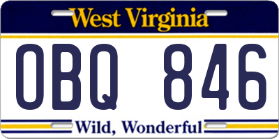 WV license plate OBQ846