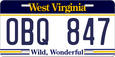 WV license plate OBQ847