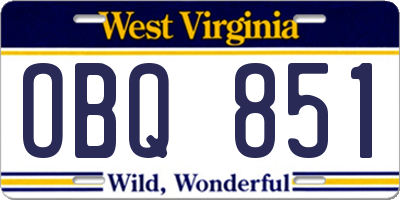 WV license plate OBQ851