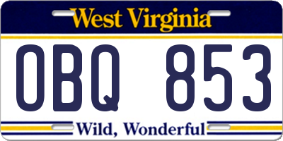 WV license plate OBQ853