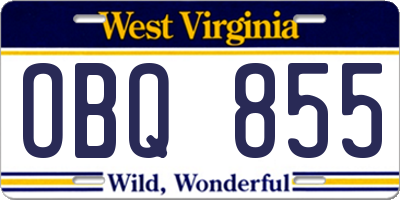 WV license plate OBQ855
