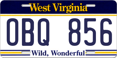 WV license plate OBQ856