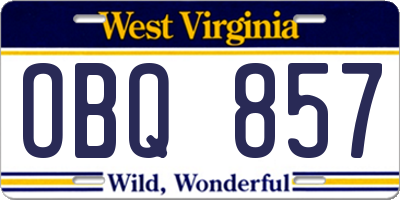 WV license plate OBQ857