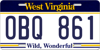 WV license plate OBQ861