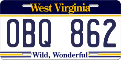 WV license plate OBQ862