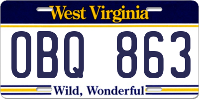 WV license plate OBQ863