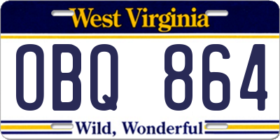 WV license plate OBQ864