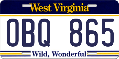 WV license plate OBQ865