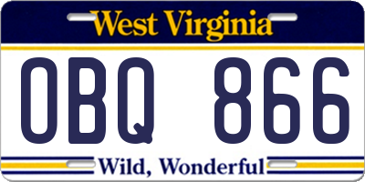 WV license plate OBQ866