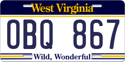 WV license plate OBQ867