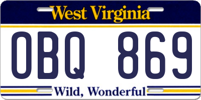 WV license plate OBQ869