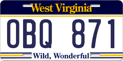 WV license plate OBQ871