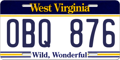 WV license plate OBQ876