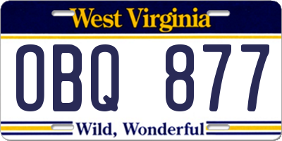 WV license plate OBQ877
