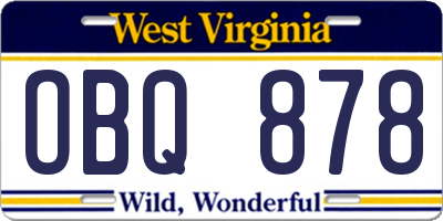 WV license plate OBQ878