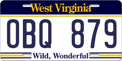 WV license plate OBQ879