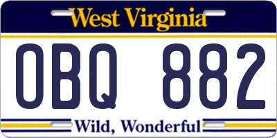 WV license plate OBQ882