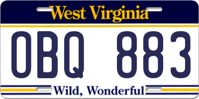 WV license plate OBQ883