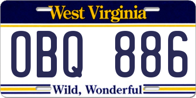 WV license plate OBQ886