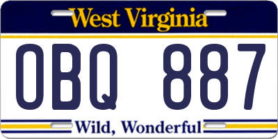 WV license plate OBQ887