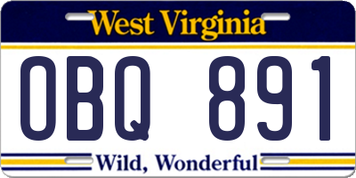 WV license plate OBQ891